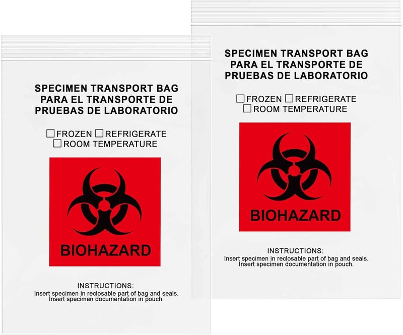 GPI POLY GPI - 8" X 10" 100 Pack, Biohazard Specimen Zip Bags, with Pouch, 2 Mil Thick, for Laboratory or Health Care Facility Samples. - Image 1